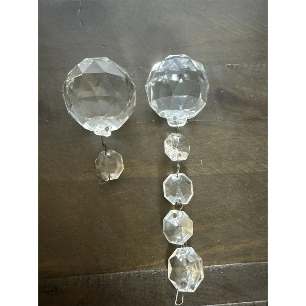 Antique‎ Clear Cut Crystal Prisms Chandelier Lamp Parts Suncatcher 1.5
